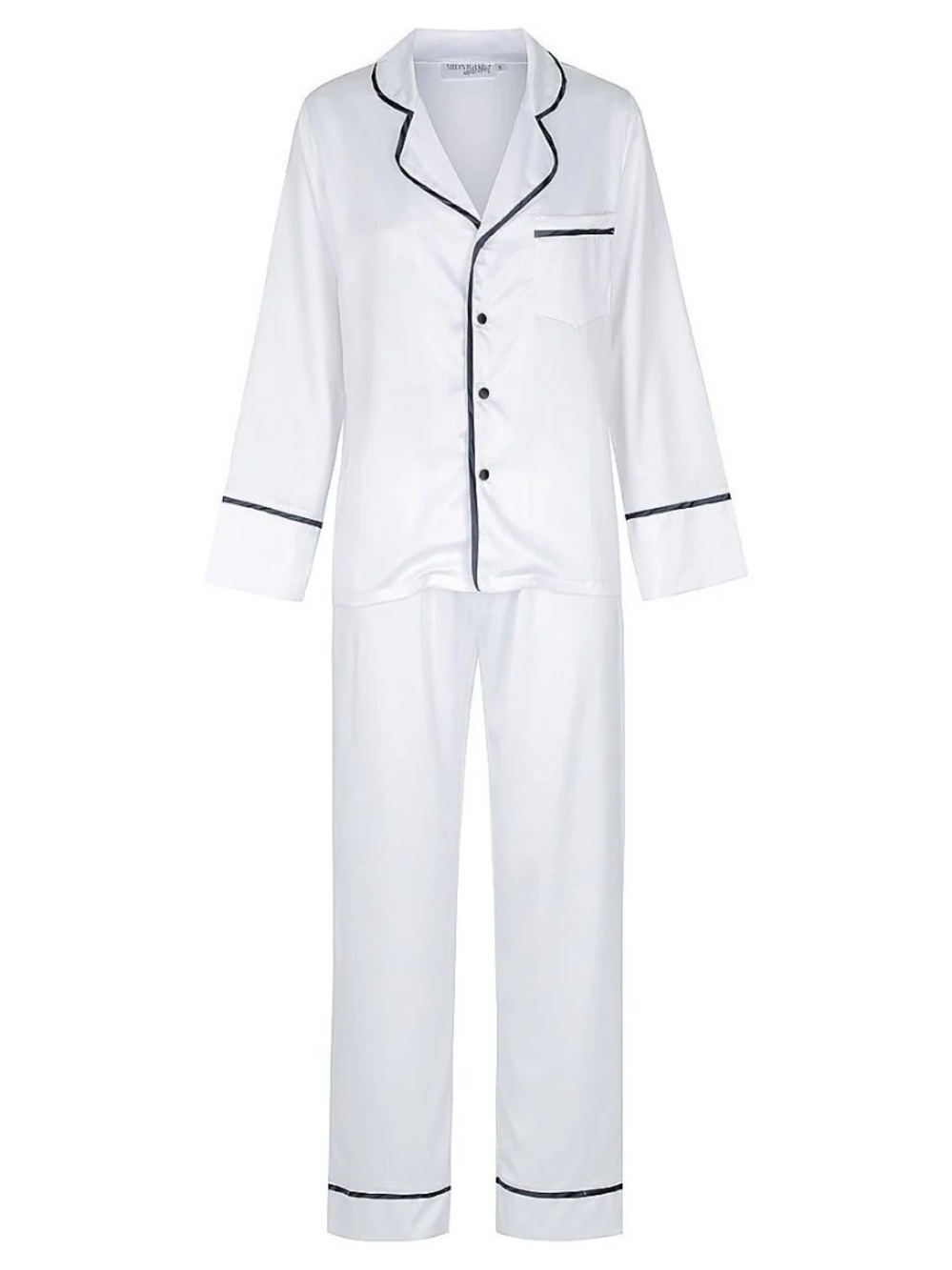 Midnight Mischief - Luxury Sleepwear SET - White and Navy - Medium